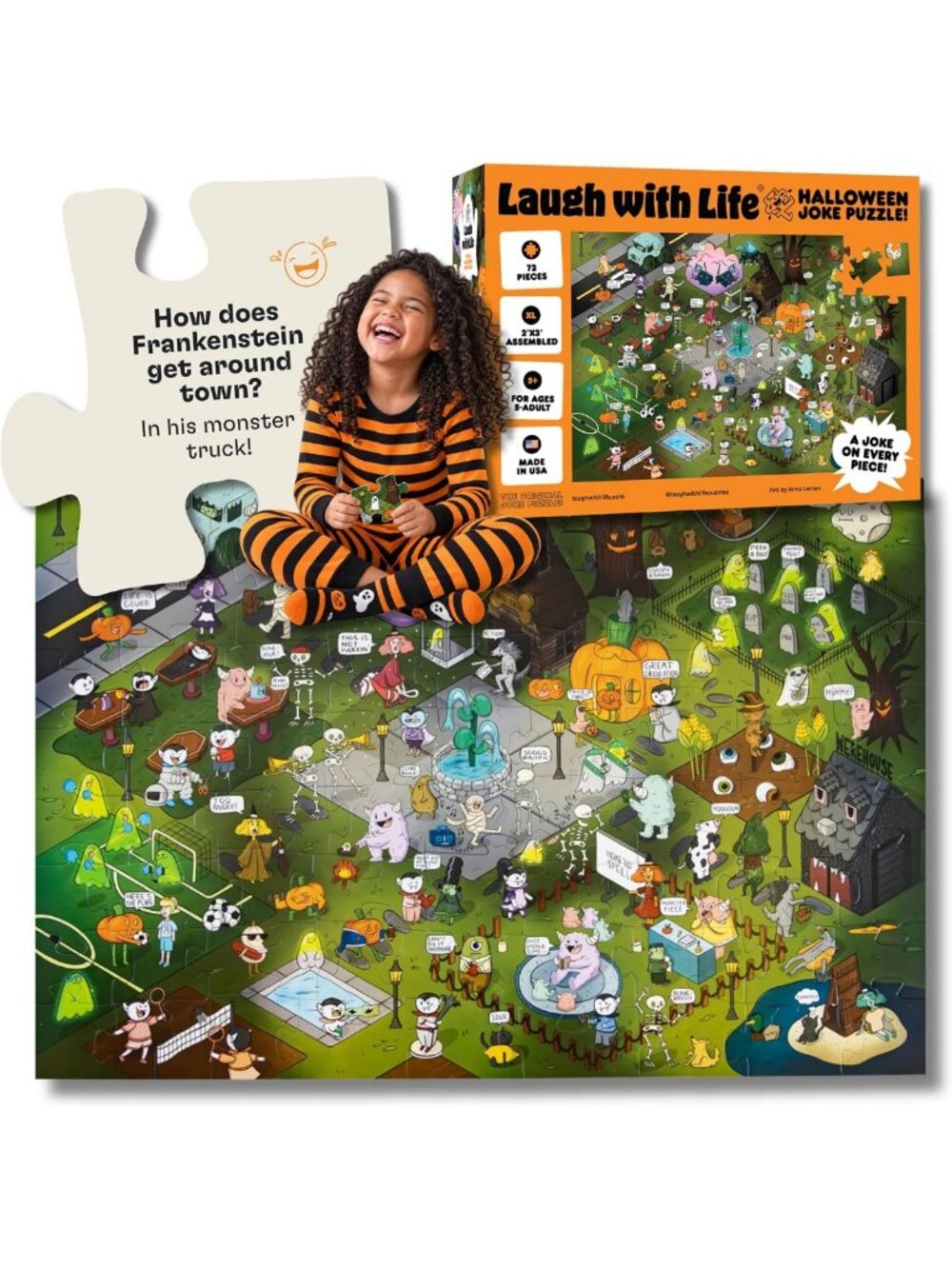 Halloween Joke Puzzle for Kids - 72-Piece Fun Floor Puzzle, Perfect for Family